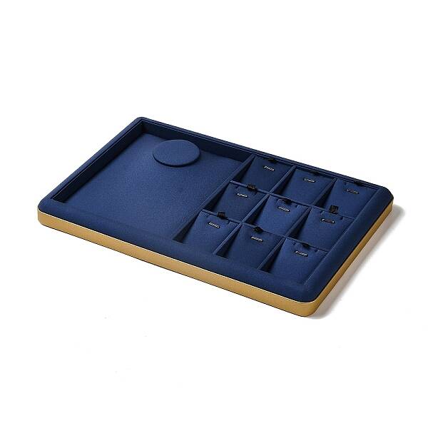 10-Slot PU Leather Pendant Necklace Display Tray Stands
