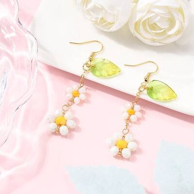 Electroplate Glass Dangle Earrings