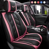 OTOEZ Leather Car 5 Seat Covers Front Rear Waterproof Full Set Auto Cushion Protector Universal Fit Interior Kit Adjustable