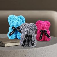 Rose Teddy Bear Design Ornament, 1pc Artificial Flowers Rose Bear Gift, Home Decor for Living Room Bedroom Dining Room Weddin...