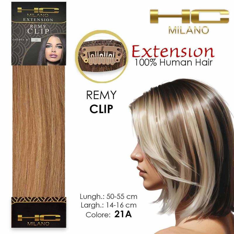 Hc milano natural hair 3 clips 1 strip remy width 14-16cm length 55cm col.24a