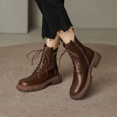 CHIKO Liberia Round Toe Block Heels Ankle Boots