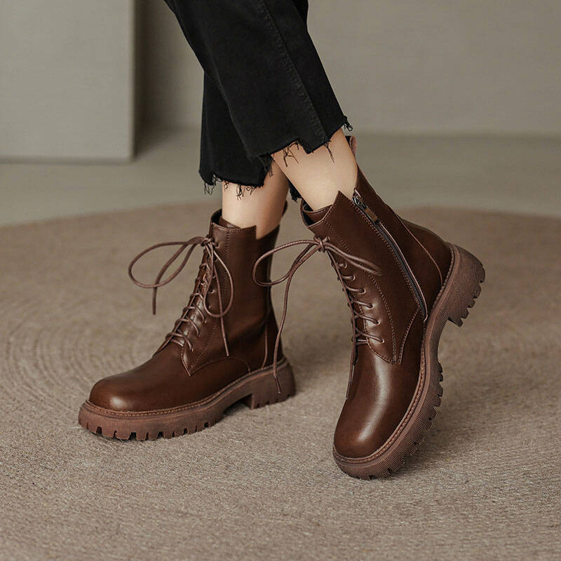 CHIKO Liberia Round Toe Block Heels Ankle Boots