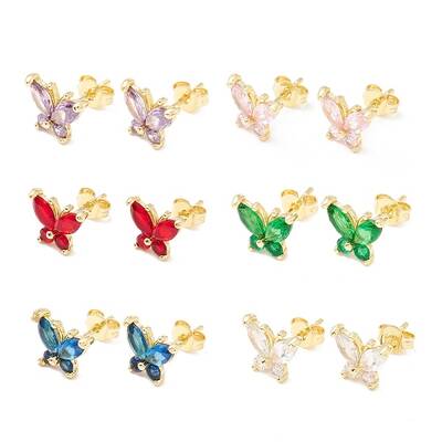 Brass Micro Pave Cubic Zirconia Stud Earring