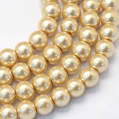Baking Painted Pearlized Glass Pearl Round Bead Strands