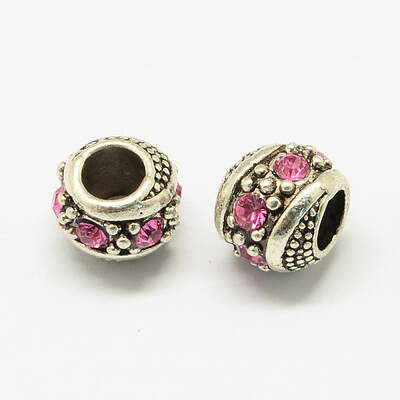 Alloy Rhinestone European Beads
