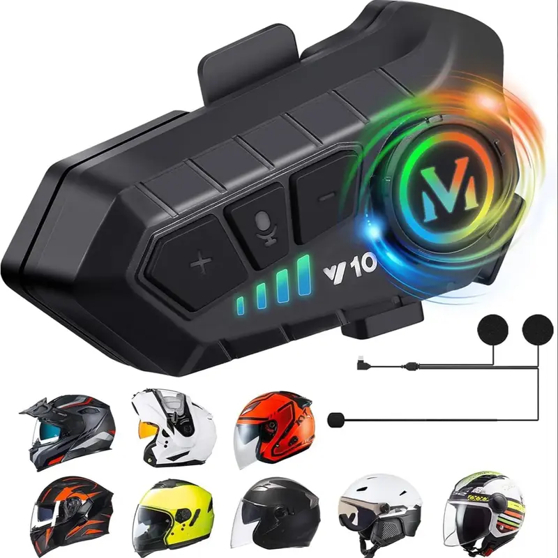 Rechargeable Motorcycle Helmet Speaker, IPX6 Waterproof Helmet Earphone with Automatic Response/Call Music Control, Compati...