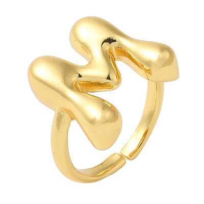 Initials Brass Open Cuff Ring for Women