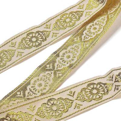 Ethnic Style Polyester Jacquard Flower Ribbon