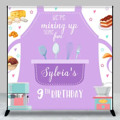 Aperturee Mix Up Some Fun Apron Custom 9th Birthday Backdrop - Aperturee