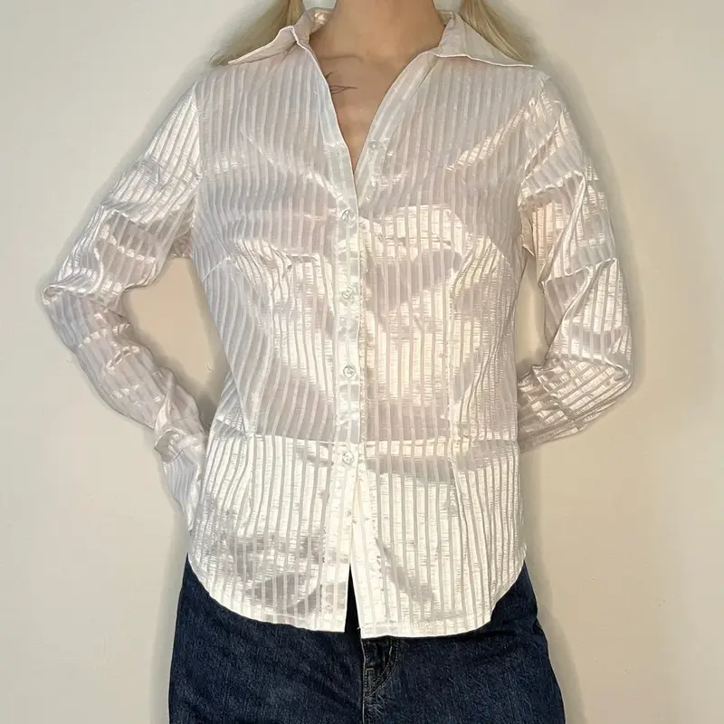 Follement Striped Shirt - Medium White Viscose