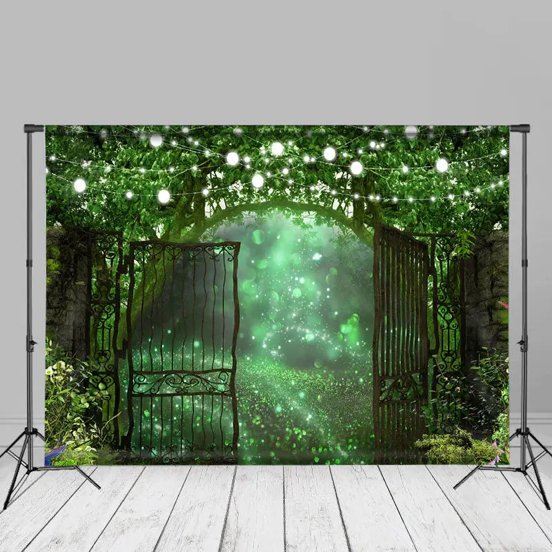 Green Forest Light Door Spring Photoshoot Backdrop - Aperturee