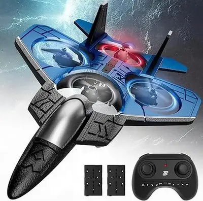 BEZGAR RC Stunt Fighter Jet Toy for Kids with 360° Flips & LED Lights | Easy to Fly Kids Drone,auto hover control aircraft,c...