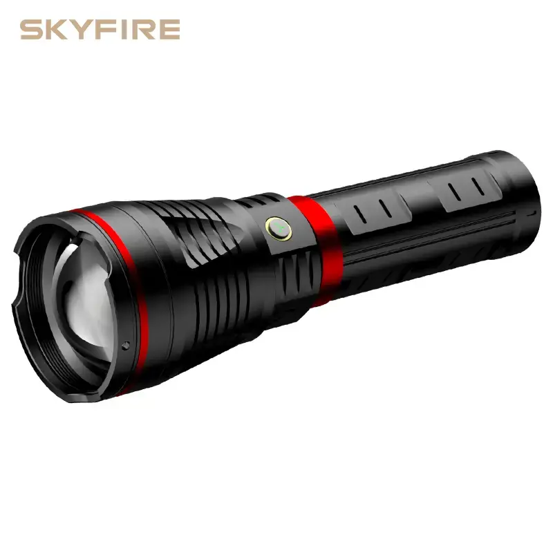 SKYFIRE Model 1209 -2800 Lumens Rechargeable LED Flashlight  – Super Bright, 3 Modes, Waterproof, with Shoulder Strap – F...