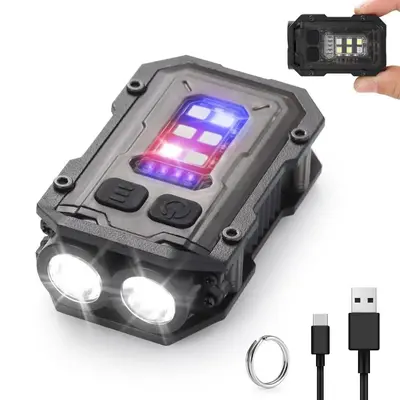Mini LED Keychain Flashlight, Rechargeable Compact Pocket COB Light for Night Work, Running, Walking, Camping, Fishing, Hiki...