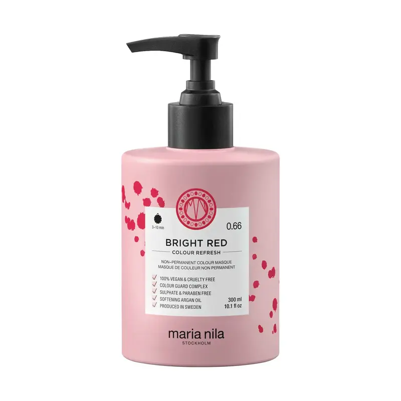 Maria Nila Colour Refresh Vegan Maschera colorante per capelli in crema per rinfrescare il colore 066 Rosso brillante 300 ml
