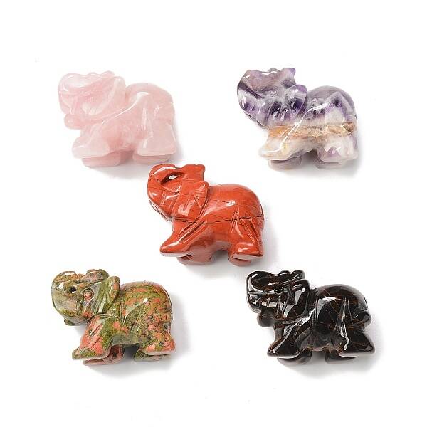 Elephant Natural Gemstone Figurine Display Decoration