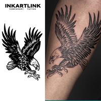 INKARTLINK Tattoo Tech, 2 Sheets Semi-Permanent Temporary Tattoos, Raptor​ Series, Eagle,Owl,Adult Art Design,Lasts 1-2 Wee...