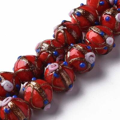 Handmade Gold Sand Lampwork Beads Strands
