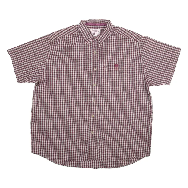 WRANGLER Rugged Wear Mens Shirt Maroon Check 2XL