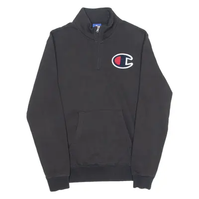 CHAMPION Boys Sweatshirt Black 1/4 Zip 15-16Y
