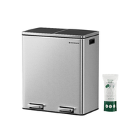 SONGMICS Stainless Steel Trash Can Garage Can Multi-Compartment Plastic Inner Buckets and Hinged Lids Soft Closure Kitchen Tr...
