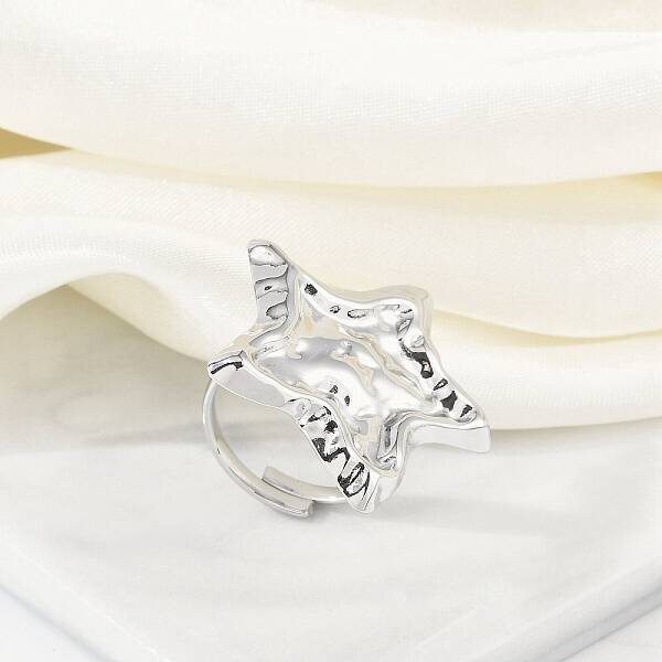 Anti-Tarnish 304 Stainless Steel Star Open Cuff Rings