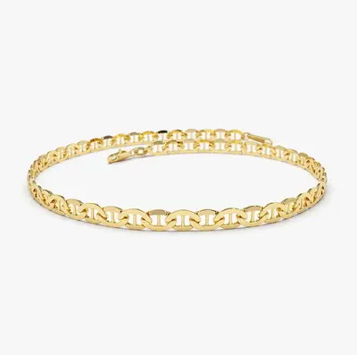 14K Gold Mariner Chain Link Bracelet 3.5mm