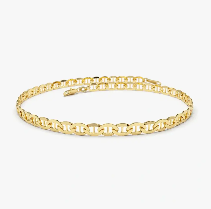 14K Gold Mariner Chain Link Bracelet 3.5mm