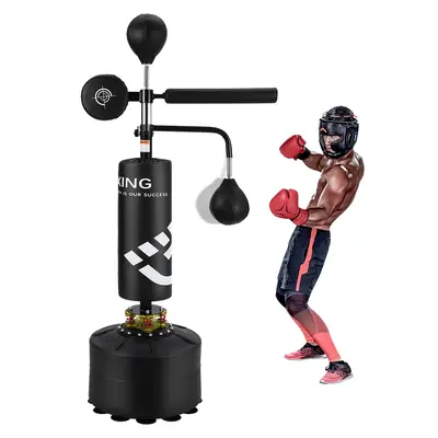 Garvee 5 in 1 Punching Bag with Stand, Adjustable Height Boxing Bag for Adults and Kids, Freestanding Heavy Duty, Black