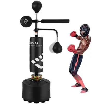 Garvee 5 in 1 Punching Bag with Stand, Adjustable Height Boxing Bag for Adults and Kids, Freestanding Heavy Duty, Black