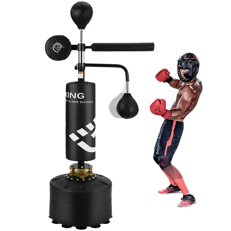 Garvee 5 in 1 Punching Bag with Stand, Adjustable Height Boxing Bag for Adults and Kids, Freestanding Heavy Duty, Black