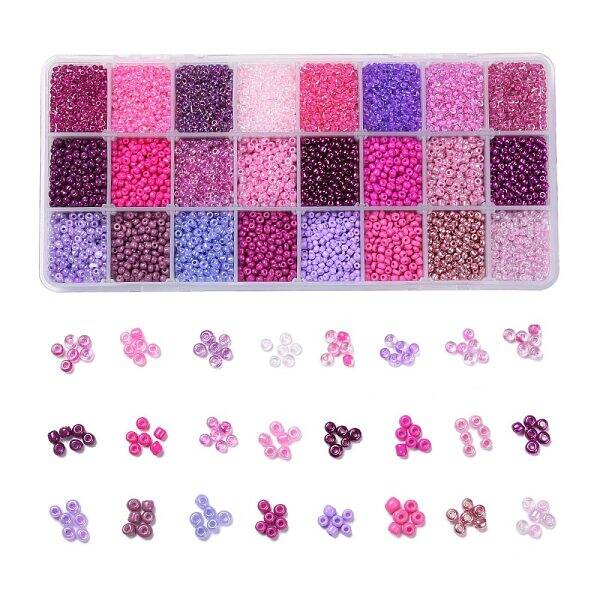 Purple Series 600G 24 Colors Glass Seed Beads