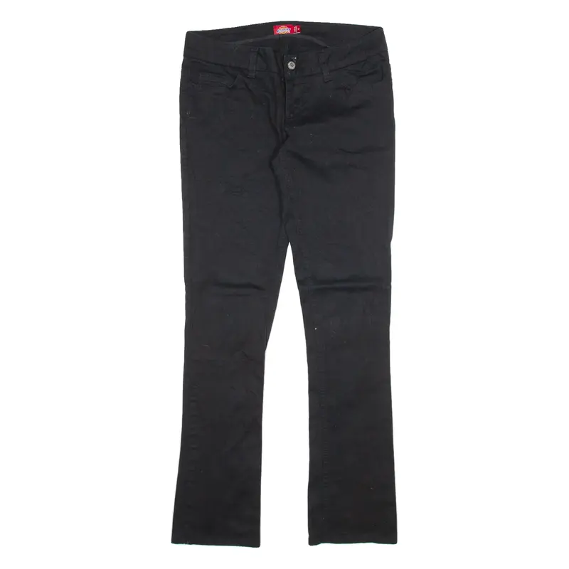 DICKIES Womens Trousers Black Slim Straight W30 L31
