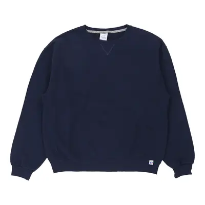 Russell Athletic Sweatshirt - Large Navy Cotton Blend