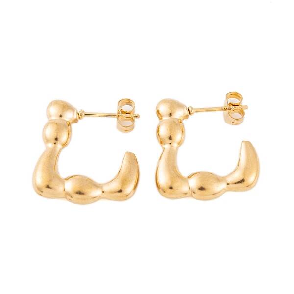 Ion Plating(IP) 304 Stainless Steel Half Hoop Stud Earrings for Women