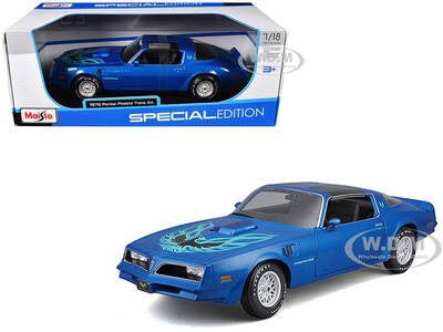 1978 Pontiac Firebird Trans Am Blue Metallic with Hood Graphics Special Edition Series 1/18 Diecast Model Car by Maisto