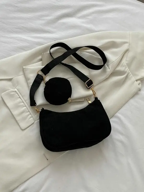 Women's Elegant Minimalist Corduroy Crossbody Bag, Casual Versatile Trendy Crossbody Bag with Coin Purse, 2025 New Crossbody ...