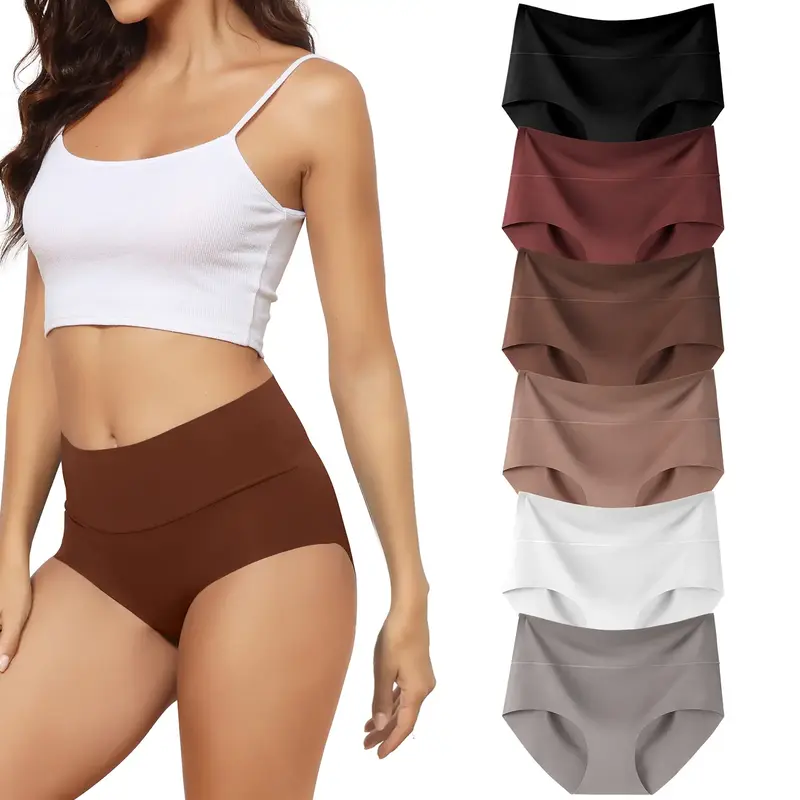 LEVAO Women's High Waist Seamless Underwear No Show Breathable Panties Full Coverage Invisible Brief 6/12 Pack S-XXL