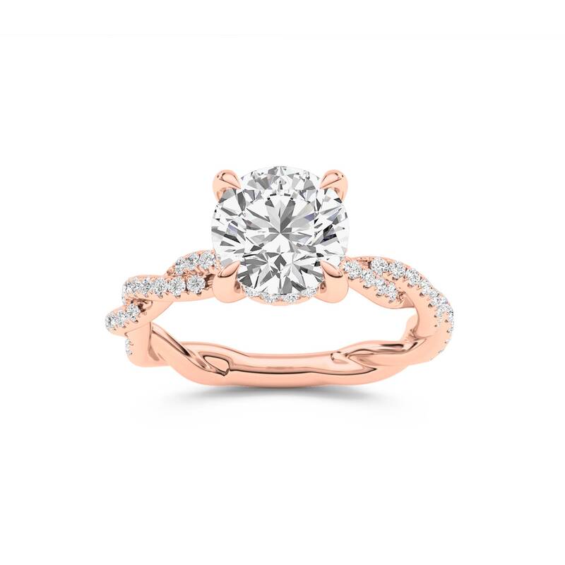 ChiraTan Round Lab Grown Diamond Engagement Ring | 14K Rose Gold 1 7/8 CT. TW.