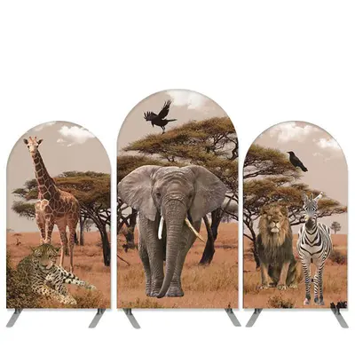 Aperturee Safari Theme Jungle Animals Birthday Arch Backdrop Kit | Custom Chiara Arched Covers | Diy Arch Backdrop Cover | Ch...