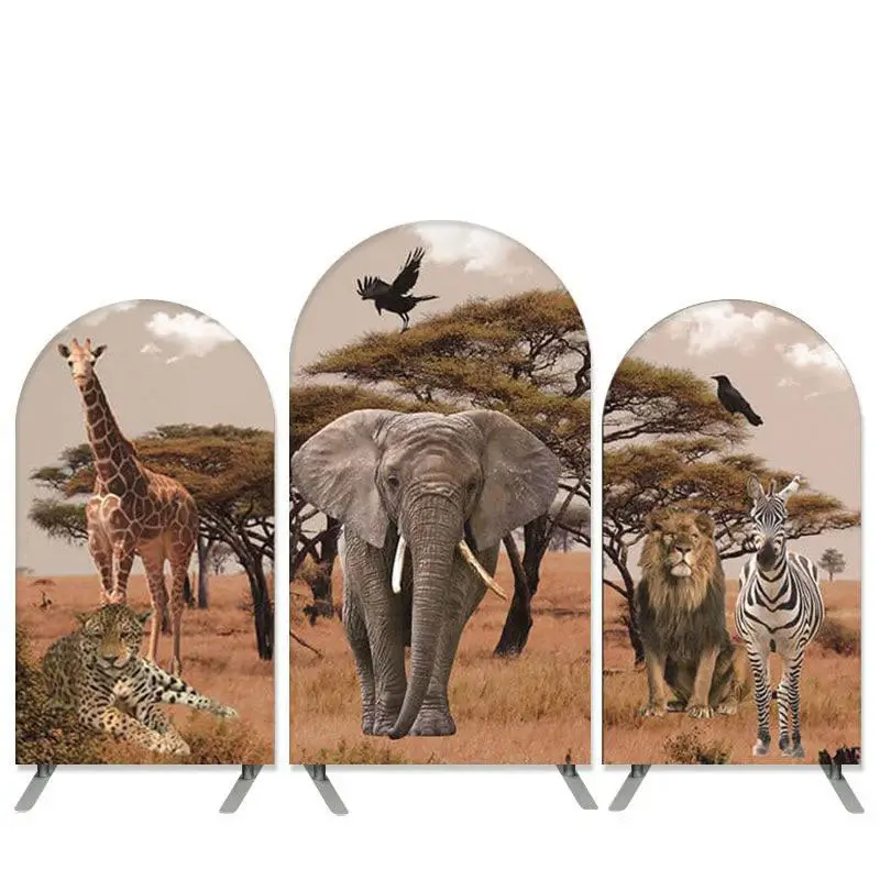 Aperturee Safari Theme Jungle Animals Birthday Arch Backdrop Kit | Custom Chiara Arched Covers | Diy Arch Backdrop Cover | Ch...