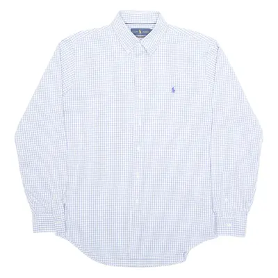 RALPH LAUREN Mens Shirt Blue Nylon Check Long Sleeve M