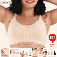 LOSWIE Front Closure Bras For Women & Wireless Lingerie Top For Daily Wear, Supportive Bra Push Up, Comfort Soft No Underwire...