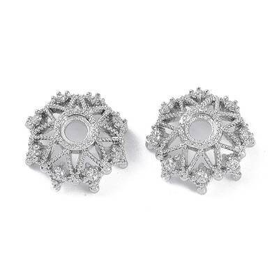 Brass Micro Pave Cubic Zirconia Beads Caps