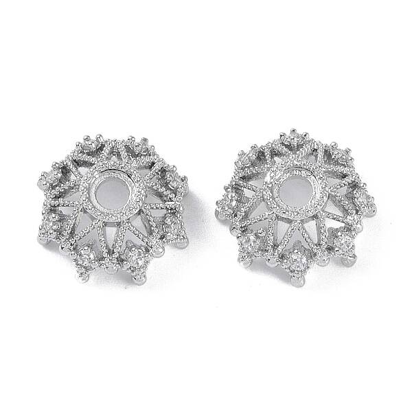 Brass Micro Pave Cubic Zirconia Beads Caps
