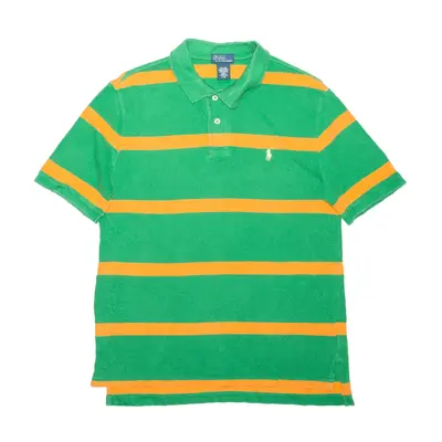 POLO RALPH LAUREN Green Striped Short Sleeve Polo Shirt Mens S
