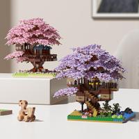 Mini Cherry Blossom Tree House Building Blocks (1 Box), Creative Building Blocks Toy, Educational Toy for Kids, Home Decorati...