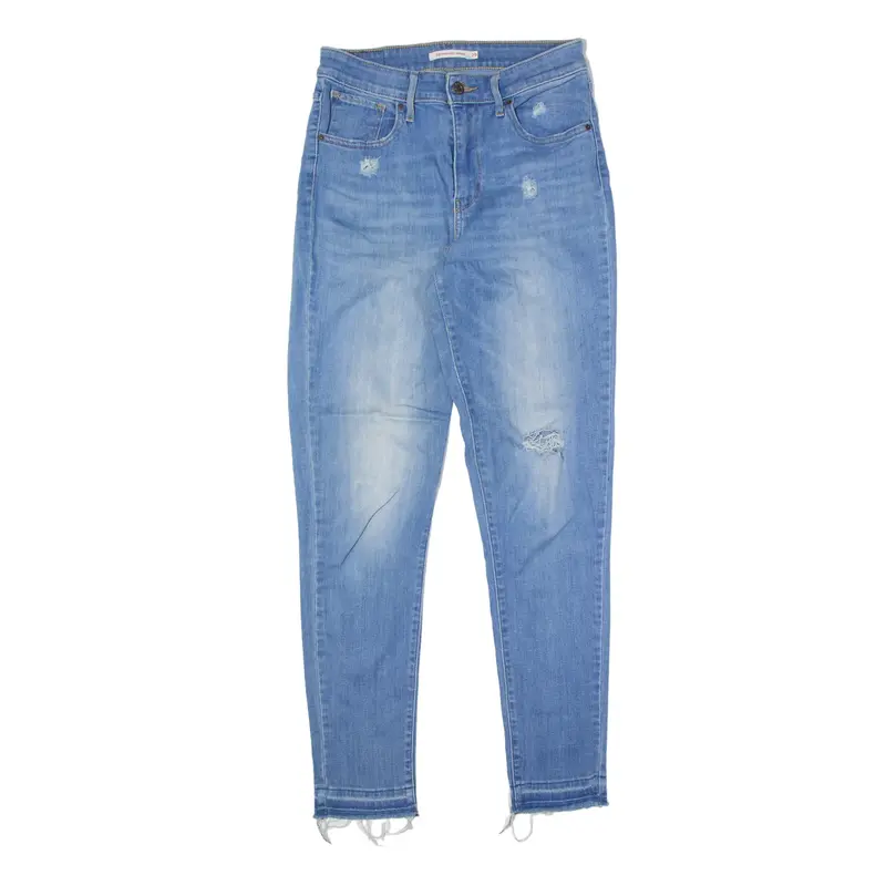 LEVI'S High Rise 721 Distressed Jeans Blue Denim Slim Skinny Stone Wash Mens W29 L29