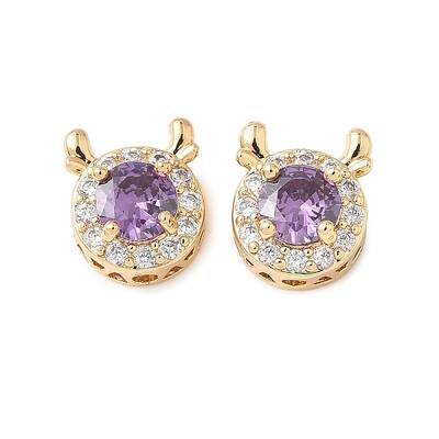 Brass Micro Pave Cubic Zirconia Beads